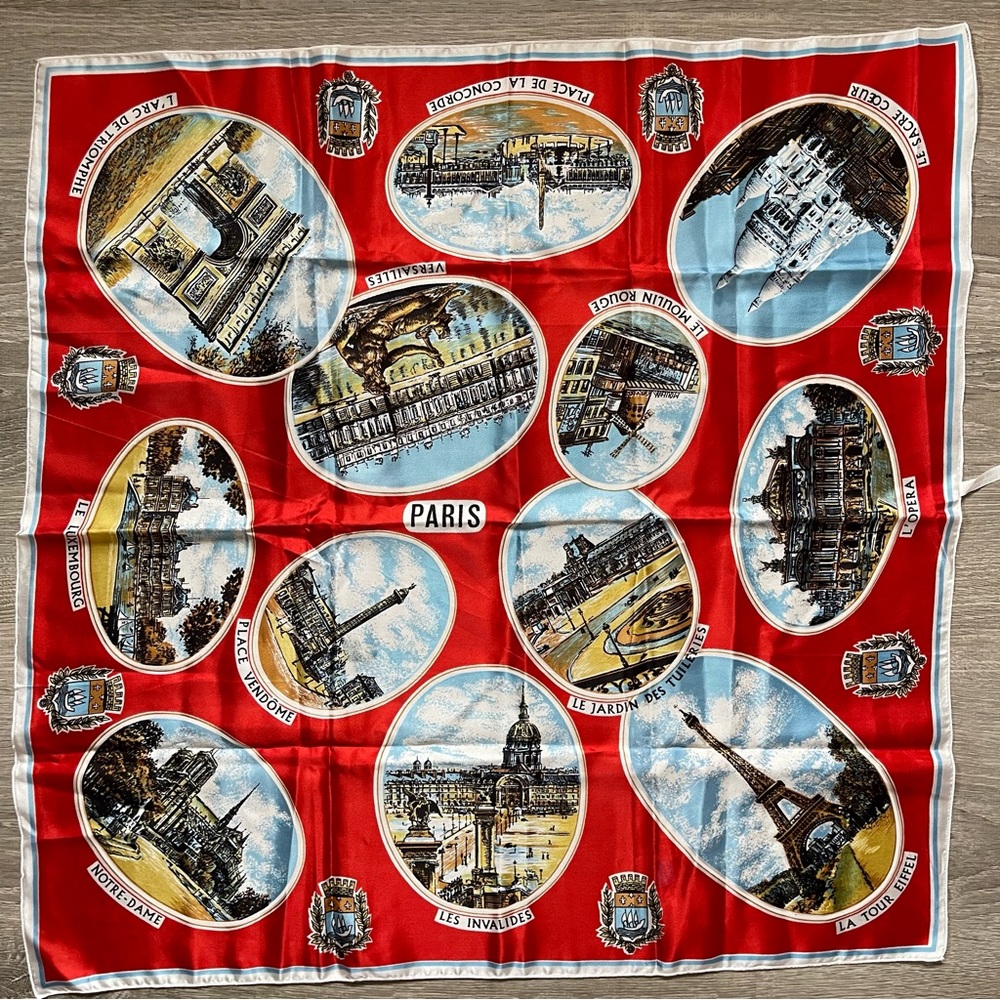 *Vtg Colorful “Paris” Scarf With Must See Sights